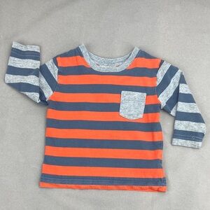 Hanna Andersson Striped Long Sleeve Tee in Orange and Gray 18 months
